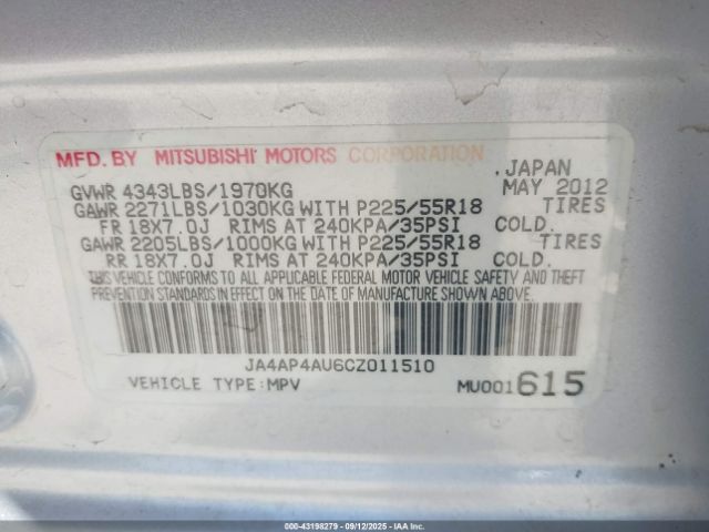 2012 MITSUBISHI OUTLANDER SPORT JA4AP4AU6CZ011510 Photo 8