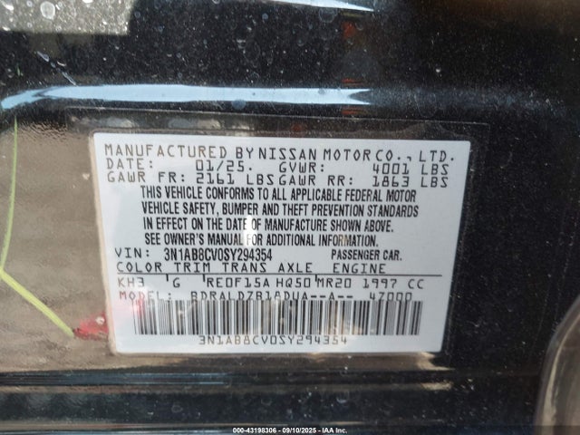 3N1AB8CV0SY294354 Nissan Sentra