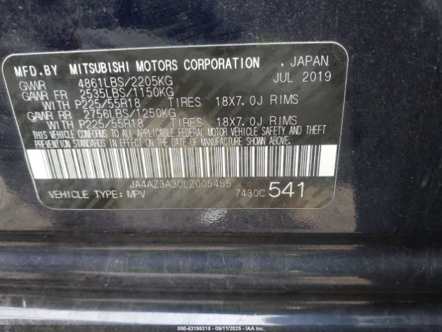 2020 MITSUBISHI OUTLANDER JA4AZ3A30LZ005455 Photo 8