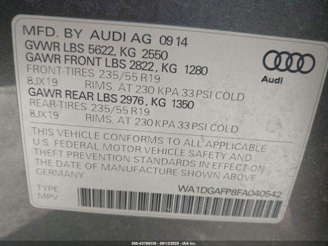 2015 AUDI Q5 WA1DGAFP8FA040542 Photo 8