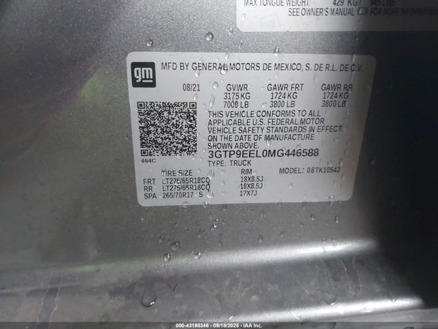 3GTP9EEL0MG446588 GMC l87 - di dfm, alum, gen 5