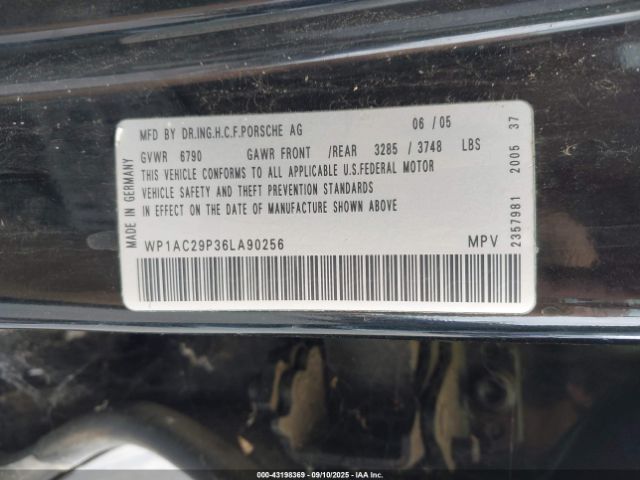 2006 PORSCHE CAYENNE WP1AC29P36LA90256 Photo 8