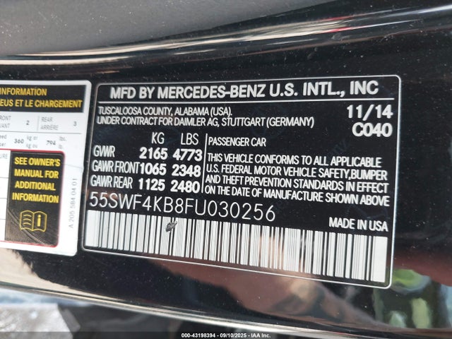 55SWF4KB8FU030256 Mercedes-Benz C-Class