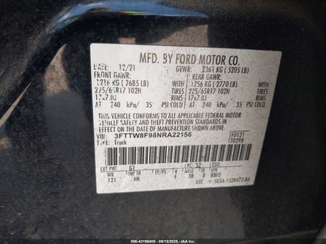 2022 FORD MAVERICK 3FTTW8F98NRA22156 Photo 8