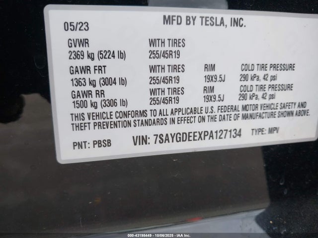 2023 TESLA MODEL Y 7SAYGDEEXPA127134 Photo 8