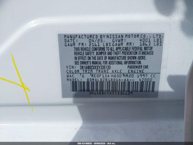 3N1AB8CVXSY336139 Nissan Sentra