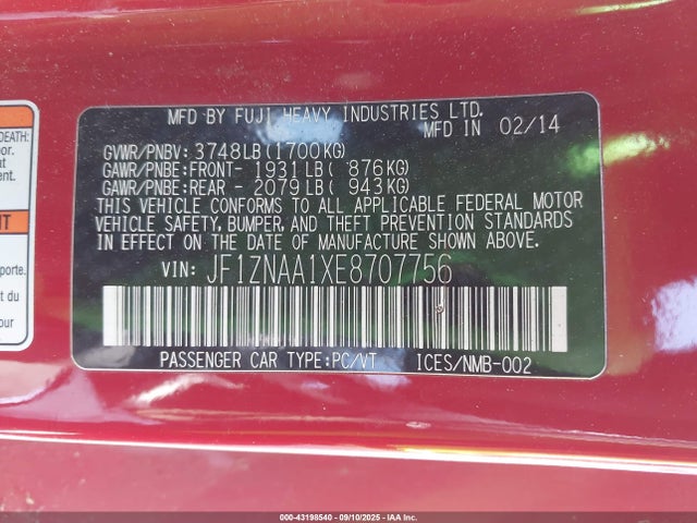 Scion 2014 2014 JF1ZNAA1XE8707756 Image 9