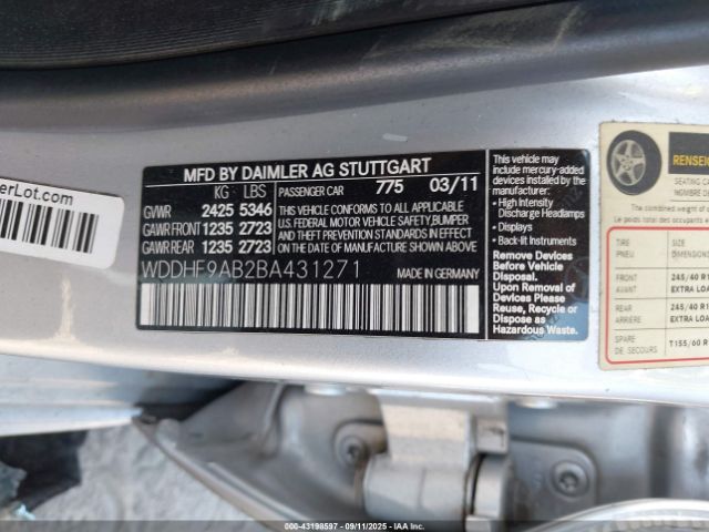 2011 MERCEDES-BENZ E 550 WDDHF9AB2BA431271 Photo 8