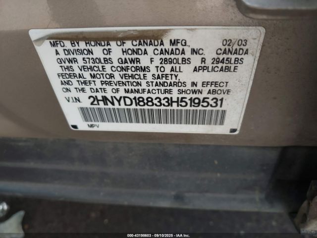 2003 ACURA MDX 2HNYD18833H519531 Photo 8