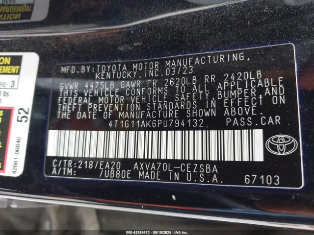 4T1G11AK6PU794132 Toyota a25a-fks