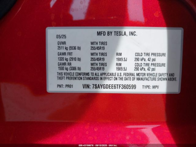 2026 TESLA MODEL Y 7SAYGDEE6TF360599 Photo 8