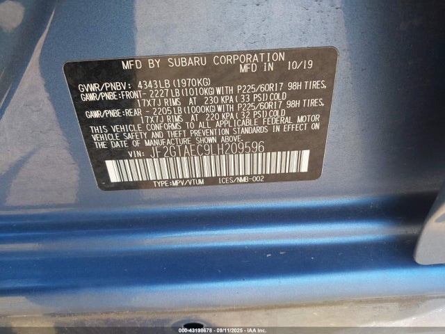 JF2GTAEC9LH209596 Subaru Crosstrek