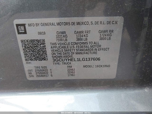 3GCUYHEL1LG137606 Chevrolet l87 - di dfm, alum, gen 5