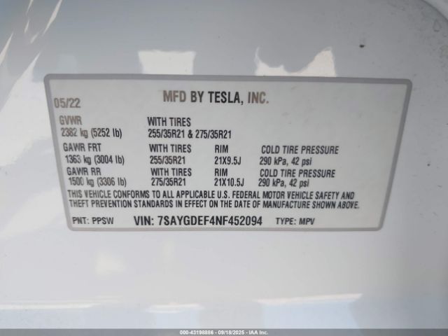 2022 TESLA MODEL Y 7SAYGDEF4NF452094 Photo 8