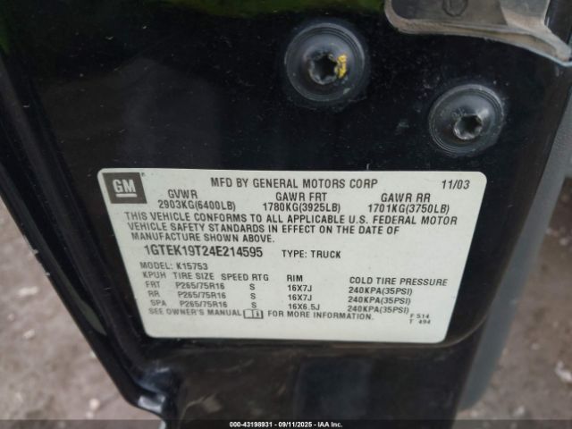 2004 GMC SIERRA 1500 1GTEK19T24E214595 Photo 8