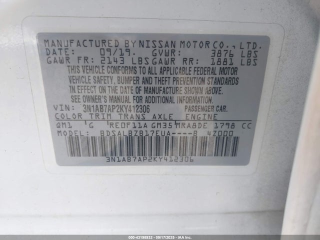 Nissan 2019 2019 3N1AB7AP2KY412306 Image 9