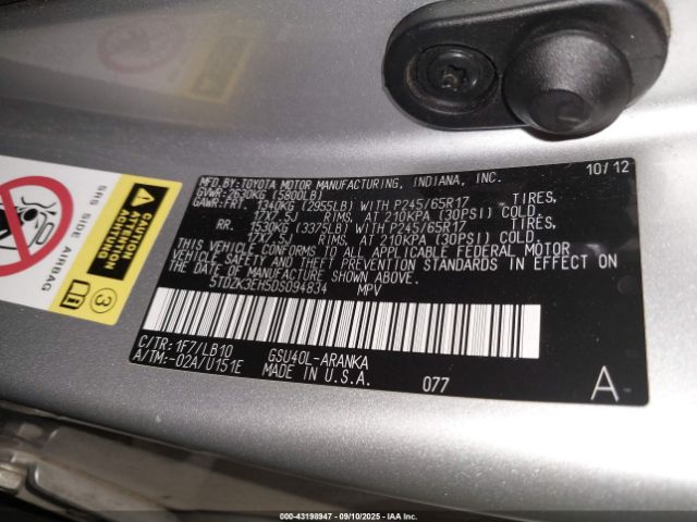 2013 TOYOTA HIGHLANDER 5TDZK3EH5DS094834 Photo 8