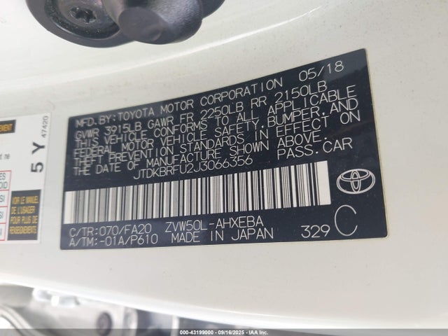 Toyota 2zr-fxe,1nm 2018 JTDKBRFU2J3066356 Image 9
