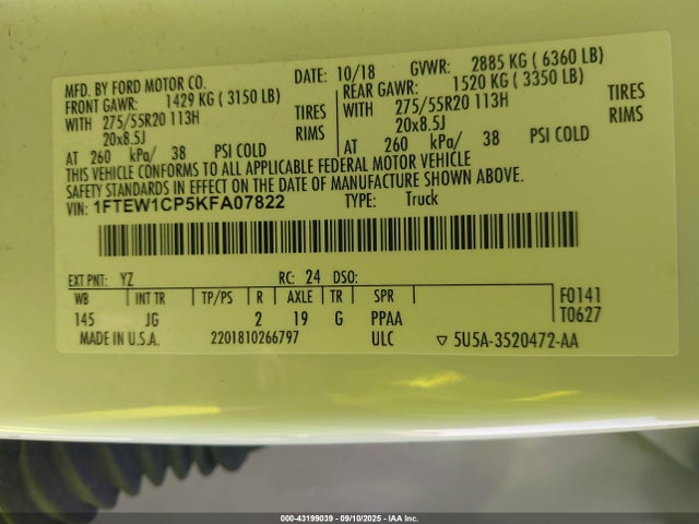 Ford 2.7l-4v 2019 1FTEW1CP5KFA07822 Image 9