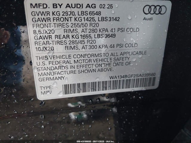 2025 AUDI Q6 E-TRON WA134BGF2SA039560 Photo 8