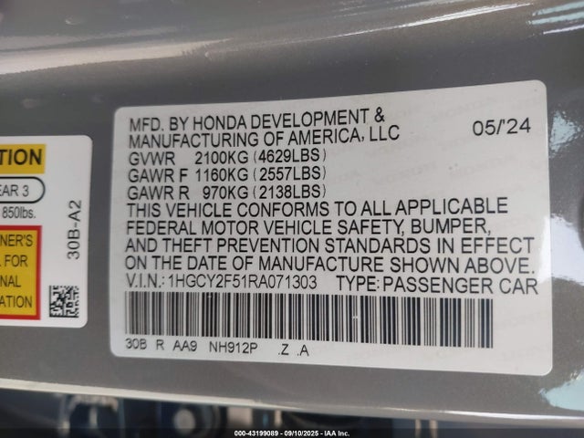 1HGCY2F51RA071303 Honda lfc5