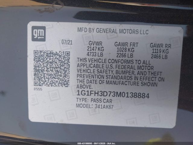 2021 CHEVROLET CAMARO 1G1FH3D73M0138884 Photo 8