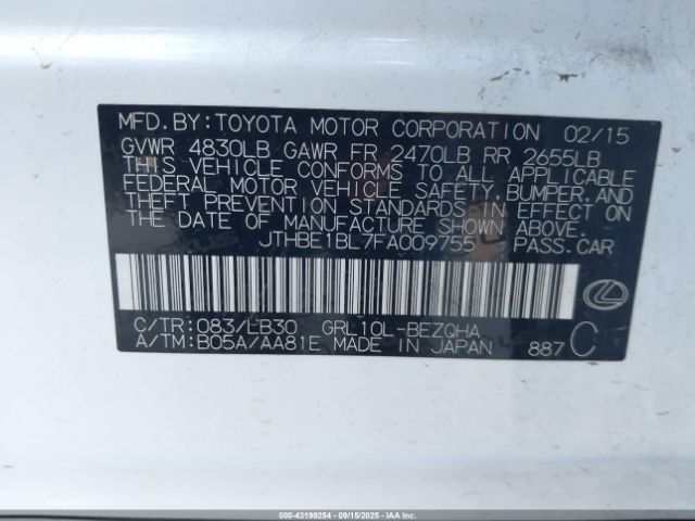 2015 LEXUS GS 350 JTHBE1BL7FA009755 Photo 8