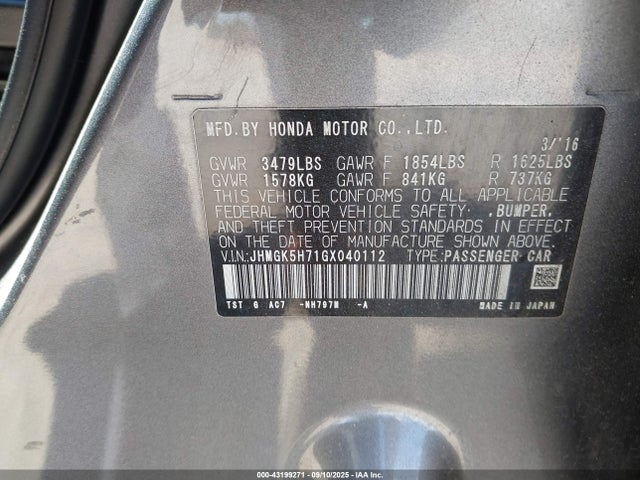 JHMGK5H71GX040112 Honda l15b1