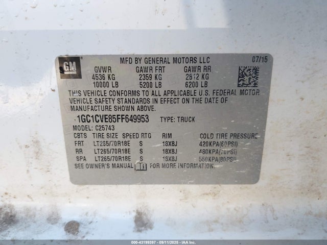 Chevrolet lml 2015 1GC1CVE85FF649953 Image 9