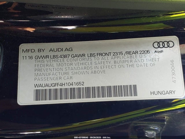 2017 AUDI A3 WAUAUGFF4H1041652 Photo 8