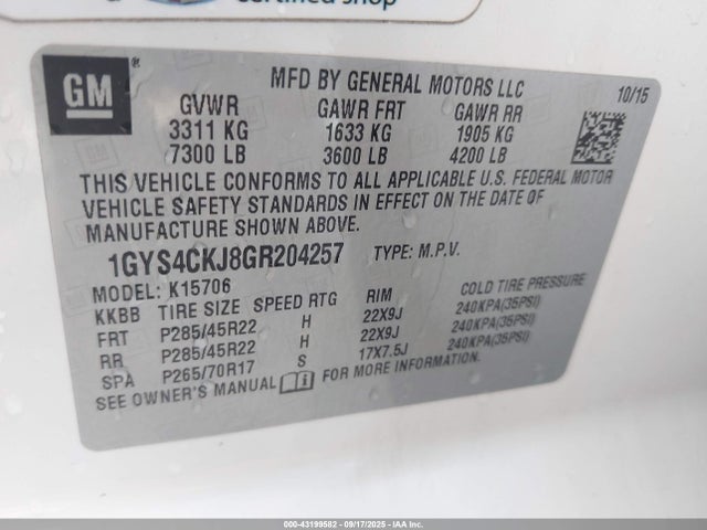 2016 CADILLAC ESCALADE 1GYS4CKJ8GR204257 Photo 8