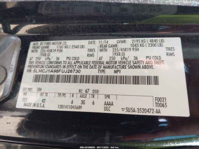 Lincoln MKC 2015 5LMCJ1A98FUJ26730 Image 9