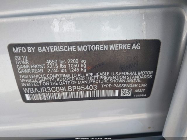 2020 BMW 530I WBAJR3C09LBP95403 Photo 8