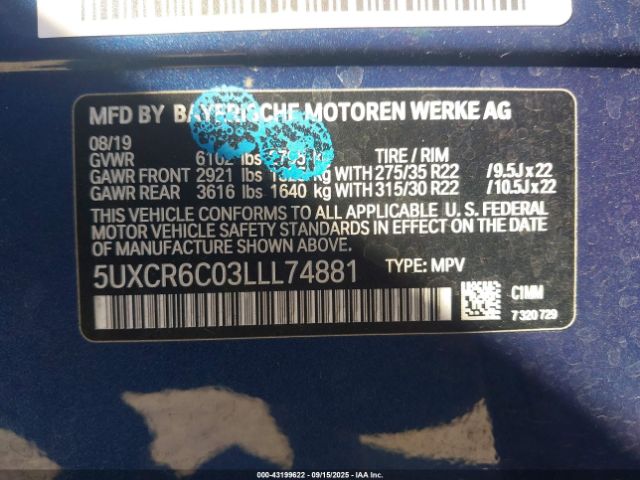 2020 BMW X5 5UXCR6C03LLL74881 Photo 8