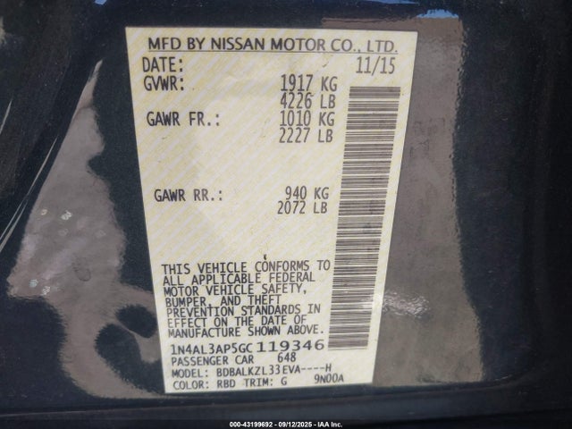 1N4AL3AP5GC119346 Nissan 2016