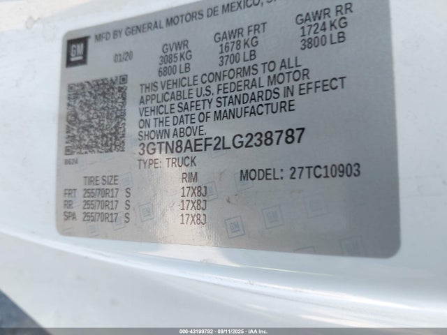 GMC l82 2020 3GTN8AEF2LG238787 Image 9