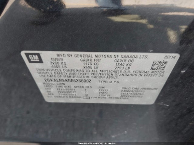 2GKALREK6E6256902 GMC lea - flex fuel (gas/alc), aluminum, high output