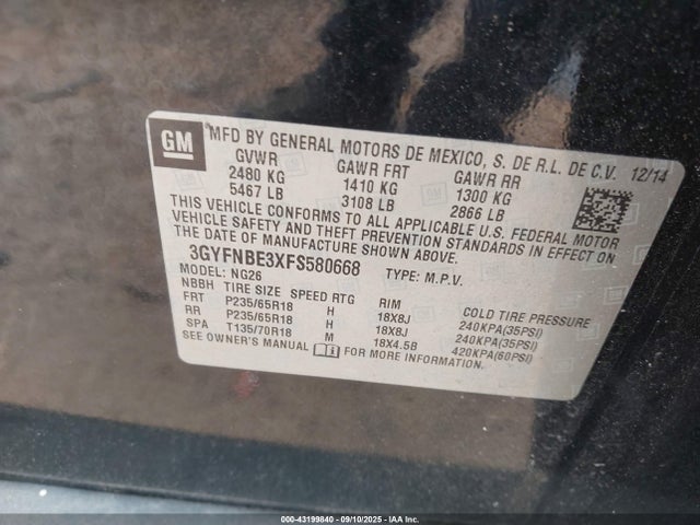 2015 CADILLAC SRX 3GYFNBE3XFS580668 Photo 8