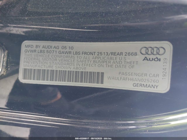 2010 AUDI A5 WAULFAFH6AN025260 Photo 8
