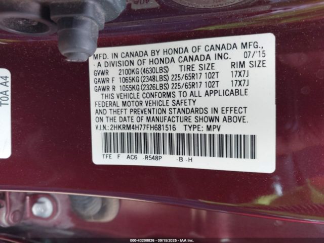 2015 HONDA CR-V 2HKRM4H77FH681516 Photo 8
