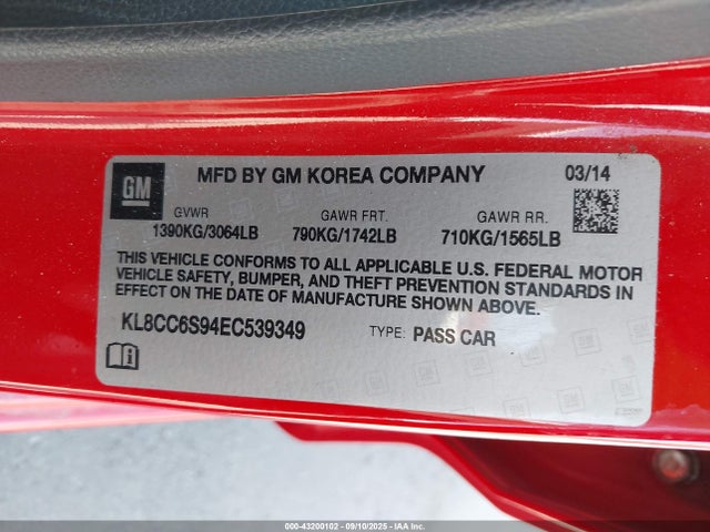 Chevrolet ll0 2014 KL8CC6S94EC539349 Image 9