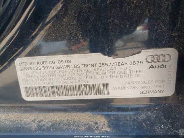 2009 AUDI A4 WAULK78K49N022991 Photo 8