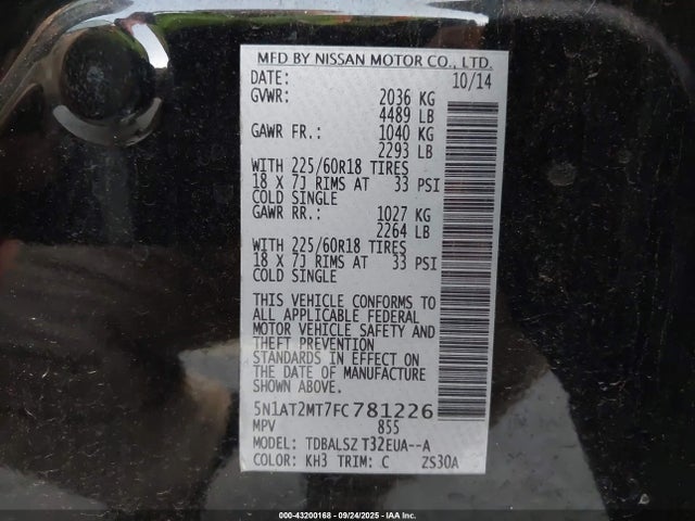Nissan Rogue 2015 5N1AT2MT7FC781226 Image 9