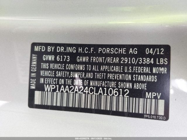 2012 PORSCHE CAYENNE WP1AA2A24CLA10612 Photo 8