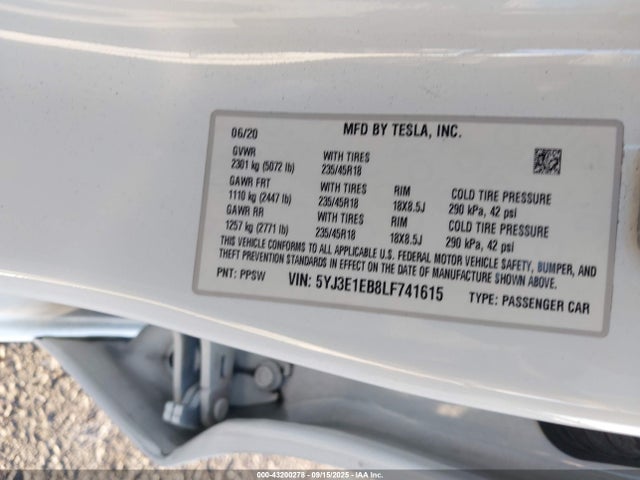 2020 TESLA MODEL 3 5YJ3E1EB8LF741615 Photo 8