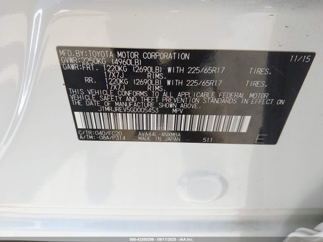 Toyota 2ar-fxe, 2jm+2fm 2016 JTMRJREV5GD005453 Image 9