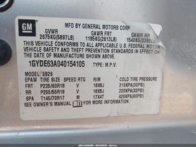 2004 CADILLAC SRX 1GYDE63A040154105 Photo 8