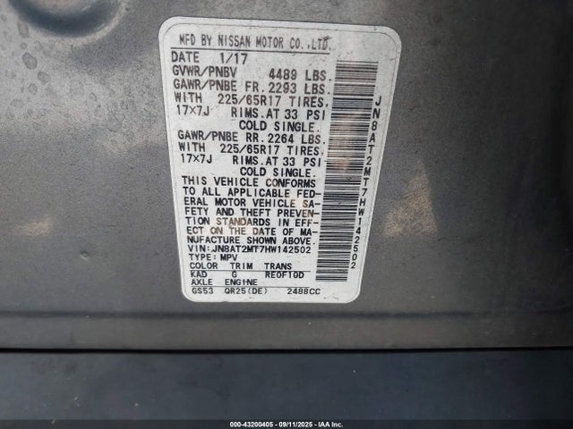 Nissan 2017 2017 JN8AT2MT7HW142502 Image 9