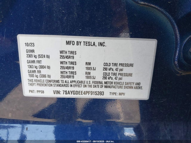 2023 TESLA MODEL Y 7SAYGDEE4PF915393 Photo 8