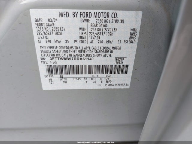 Ford Maverick Xl 2024 3FTTW8B97RRA61140 Image 9